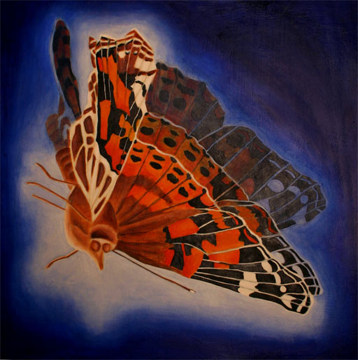 butterfly-oil-1 Oil painting with animation showing motion over time.